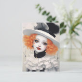 Mooi Pierrot Meisje, Fantasy Art Briefkaart (Staand voorkant)