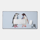 Mooi Pinguïn Paar en Monogram Bureaumat (Keyboard & Muis)