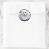 Mooi pluizig kattenschilderij ronde sticker (Tas)