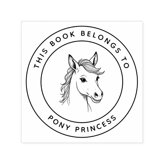 Mooi Pony Prinses Dit Boek Hoort Bij Naam Kind Zelfinktende Stempel (Design)