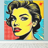 Mooi Pop Art Vrouw Gedefinieerd Canvas Afdruk (Insitu (Houten vloer))