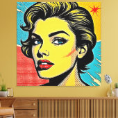 Mooi Pop Art Vrouw Gedefinieerd Canvas Afdruk (Insitu (Woonkamer))
