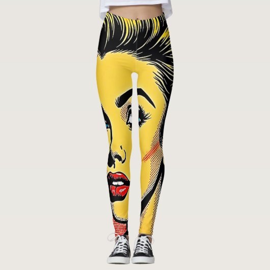 Mooi Pop Art-vrouw gedefinieerd Leggings (Voorkant)