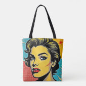 Mooi Pop Art-vrouw gedefinieerd Tote Bag (Achterkant)