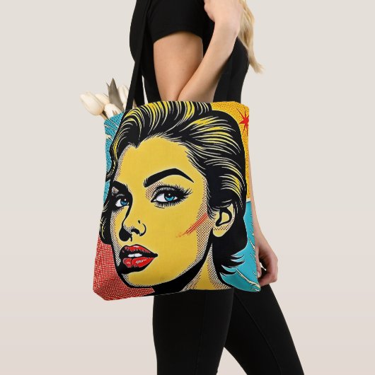 Mooi Pop Art-vrouw gedefinieerd Tote Bag (Dichtbij)