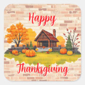 Mooi Populair Gelukkig Thanksgiving Herfst Vierkante Sticker (Voorkant)