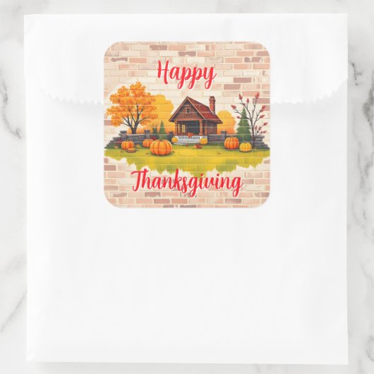 Mooi Populair Gelukkig Thanksgiving Herfst Vierkante Sticker (Tas)