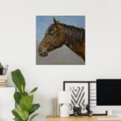 Mooi portret van bruin paard poster (Thuiskantoor)