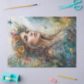 Mooi Portret Vrouw Decoupage Meubels Tissuepapier (Craft)