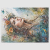 Mooi Portret Vrouw Decoupage Meubels Tissuepapier (Voorkant)