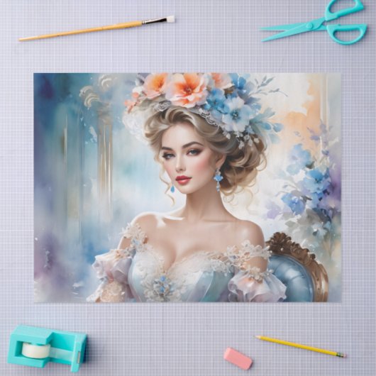 Mooi Portret Vrouw Decoupage Meubels Tissuepapier (Craft)