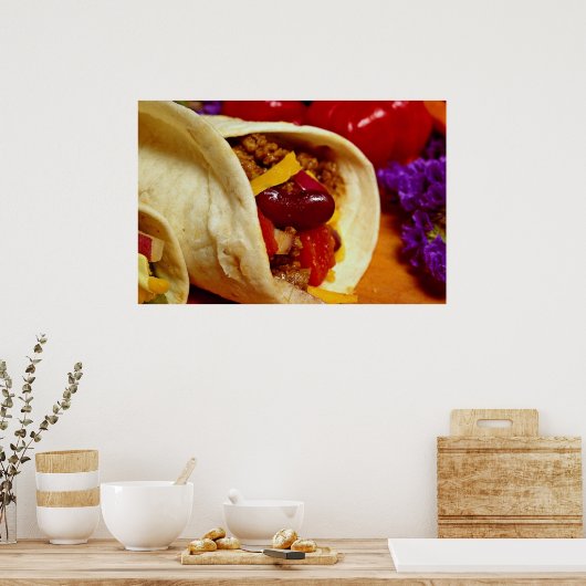 Mooi recept van Burrito voor liefhebbers van voeds Poster (Keuken)