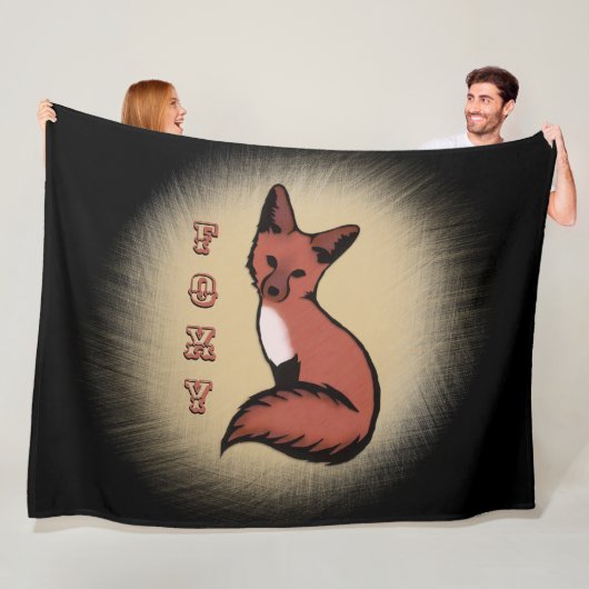 Mooi Red Foxy Fox Black Fleece Deken (In situ)