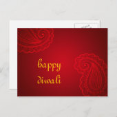 Mooi Red Paisley Floral Design Happy Diwali Briefkaart (Voorkant / Achterkant)