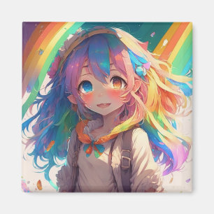 Mooi Regenboog Anime Meisje Magneet