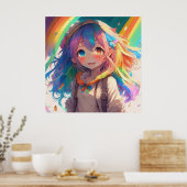 Mooi Regenboog Anime Meisje Poster (Keuken)