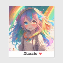 Mooi Regenboog Anime Meisje Sticker