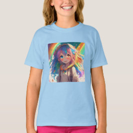 Mooi Regenboog Anime Meisje T-shirt