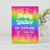 Mooi Regenboog Chevron Verjaardagsfeestje Aangepas Kaart (Staand voorkant)