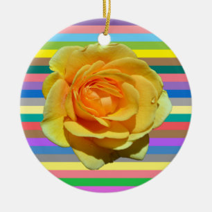 Mooi regenboog roos keramisch ornament