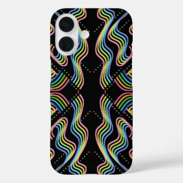 Mooi regenboogkleurig lint rijenpatroon kunst iPhone 16 hoesje