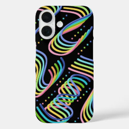 Mooi regenboogkleurig lint rijenpatroon kunst iPhone 16 hoesje