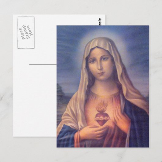 Mooi Religieus heilig hart van Maagd Mary Briefkaart (Voorkant / Achterkant)