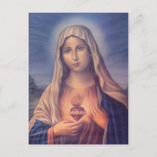 Mooi Religieus heilig hart van Maagd Mary Briefkaart