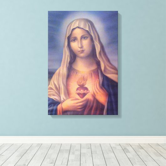 Mooi Religieus heilig hart van Maagd Mary Canvas Afdruk (Insitu (Houten vloer))