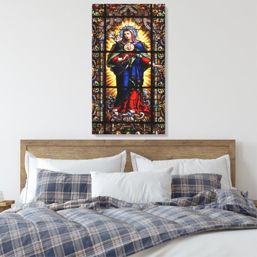 Mooi Religieus heilig hart van Maagd Mary Canvas Afdruk (Insitu (Slaapkamer))