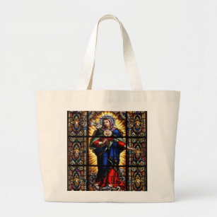 Mooi Religieus heilig hart van Maagd Mary Grote Tote Bag