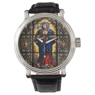 Mooi Religieus heilig hart van Maagd Mary Horloge