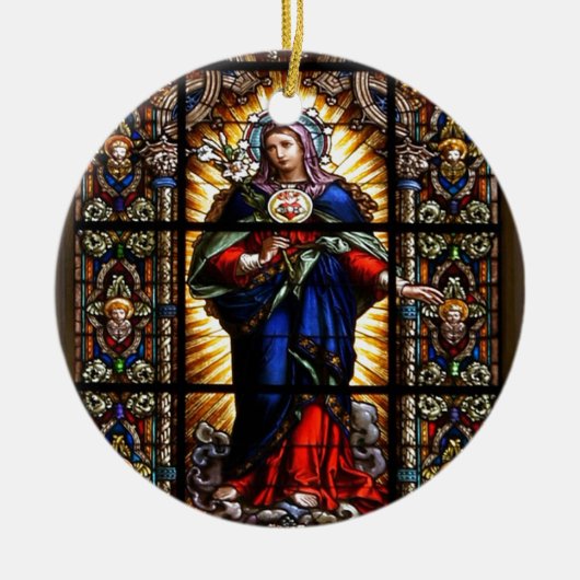 Mooi Religieus heilig hart van Maagd Mary Keramisch Ornament (Voorkant)