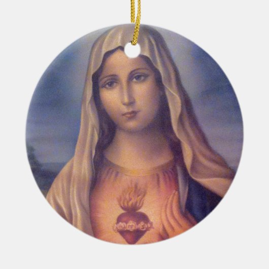 Mooi Religieus heilig hart van Maagd Mary Keramisch Ornament (Voorkant)