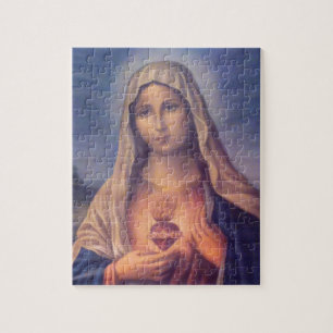 Mooi Religieus heilig hart van Maagd Mary Legpuzzel