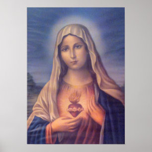 Mooi Religieus heilig hart van Maagd Mary Poster