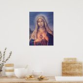 Mooi Religieus heilig hart van Maagd Mary Poster (Keuken)