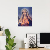Mooi Religieus heilig hart van Maagd Mary Poster (Thuiskantoor)