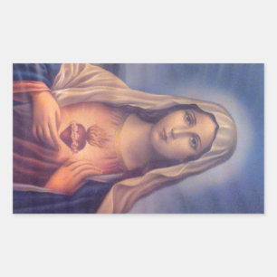 Mooi Religieus heilig hart van Maagd Mary Rechthoekige Sticker