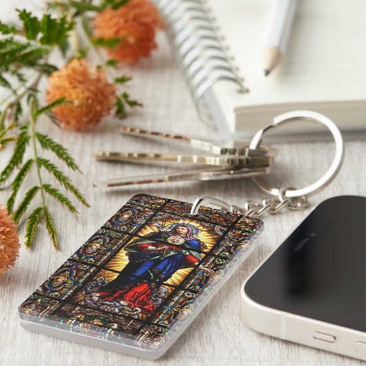 Mooi Religieus heilig hart van Maagd Mary Sleutelhanger (Voorkant Rechts)