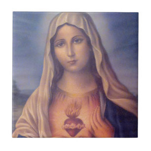 Mooi Religieus heilig hart van Maagd Mary Tegeltje