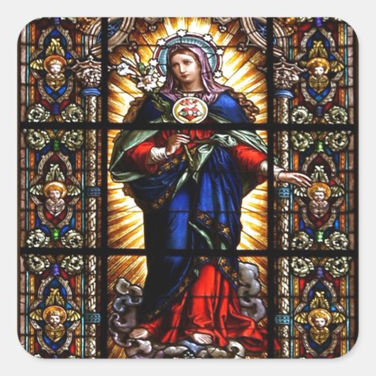 Mooi Religieus heilig hart van Maagd Mary Vierkante Sticker (Voorkant)