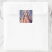 Mooi Religieus heilig hart van Maagd Mary Vierkante Sticker (Tas)
