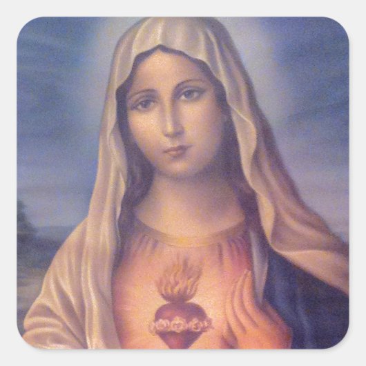 Mooi Religieus heilig hart van Maagd Mary Vierkante Sticker (Voorkant)