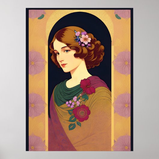 Mooi, retro, art deco, jaren '30 dame portret, chi poster (Voorkant)