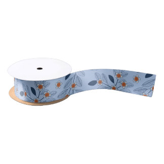 Mooi retro bloemenpatroon satijnen lint
