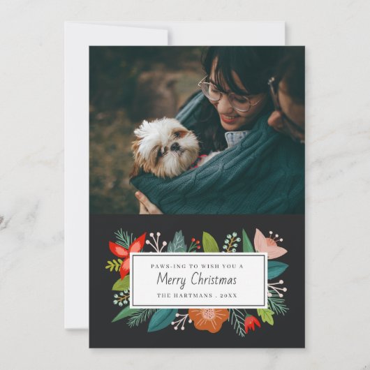 Mooi Retro Citrus & Bloem | Foto Kerstkaart (Voorkant)