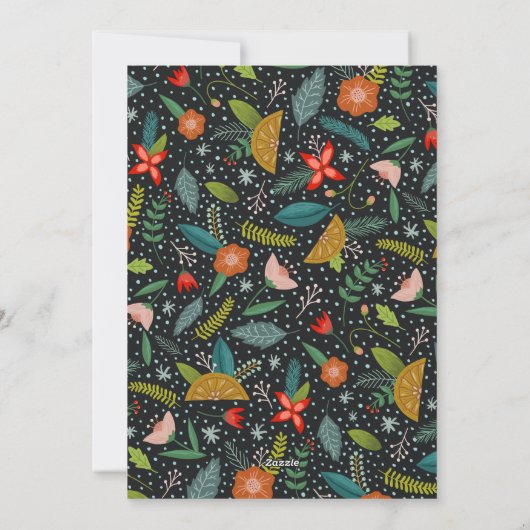 Mooi Retro Citrus & Bloem | Foto Kerstkaart (Achterkant)