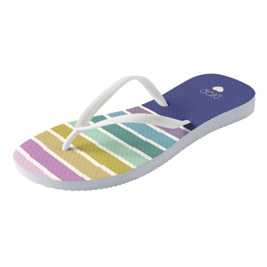 Mooi retro gestreepte patroon teenslippers (Schuin)