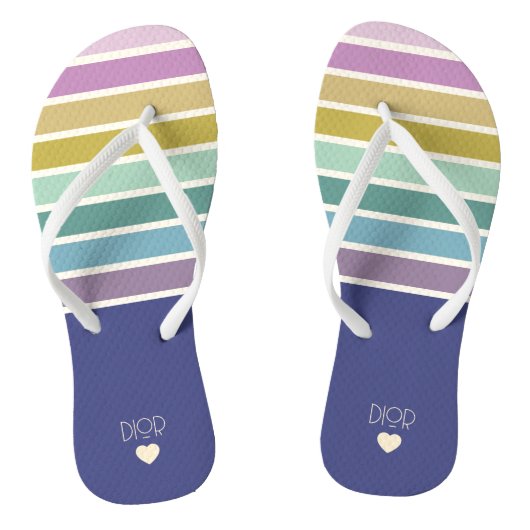 Mooi retro gestreepte patroon teenslippers (Voetbed)